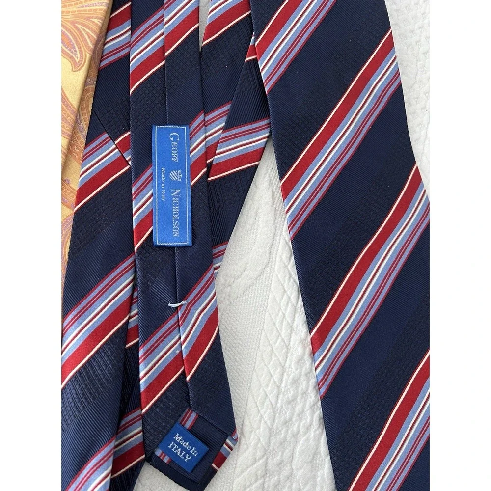 Geoff Nicholson Paisley Geometric Stripe Men's 100% Silk Tie Lot of 4